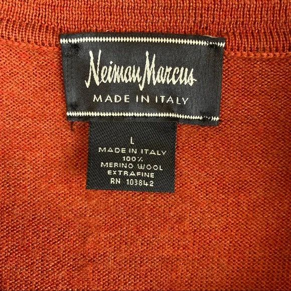 Neiman Marcus Made In Italy 100% Merino Wool Long Sleeve Polo Sweater Shirt Sz L - Picture 8 of 9